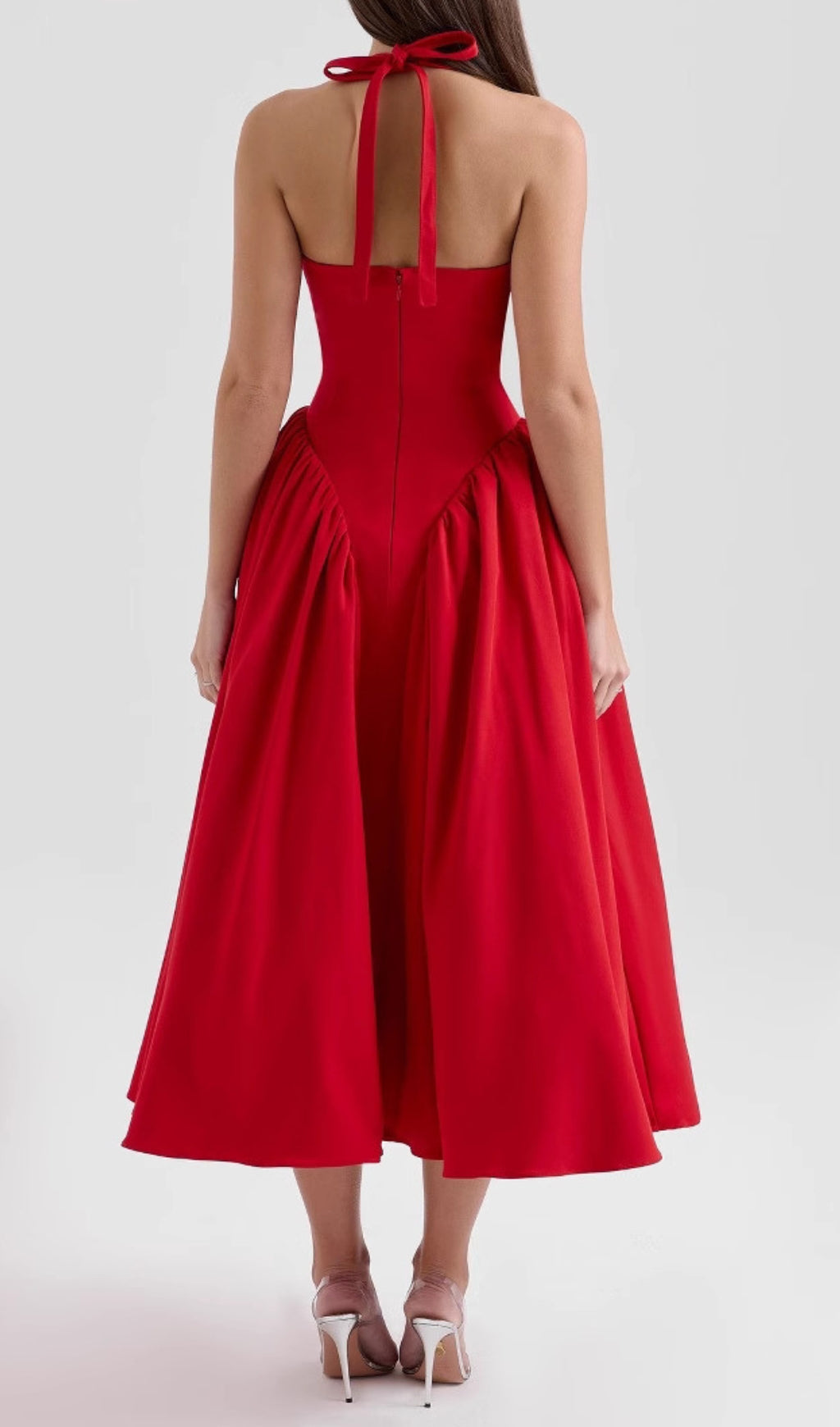 Dierdra Red Halter Midi Dress