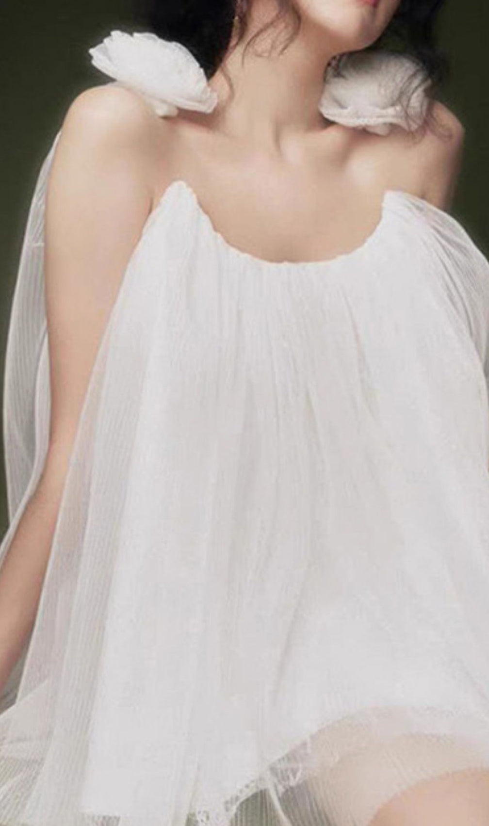 Lanier White Flower Mesh Mini Dress