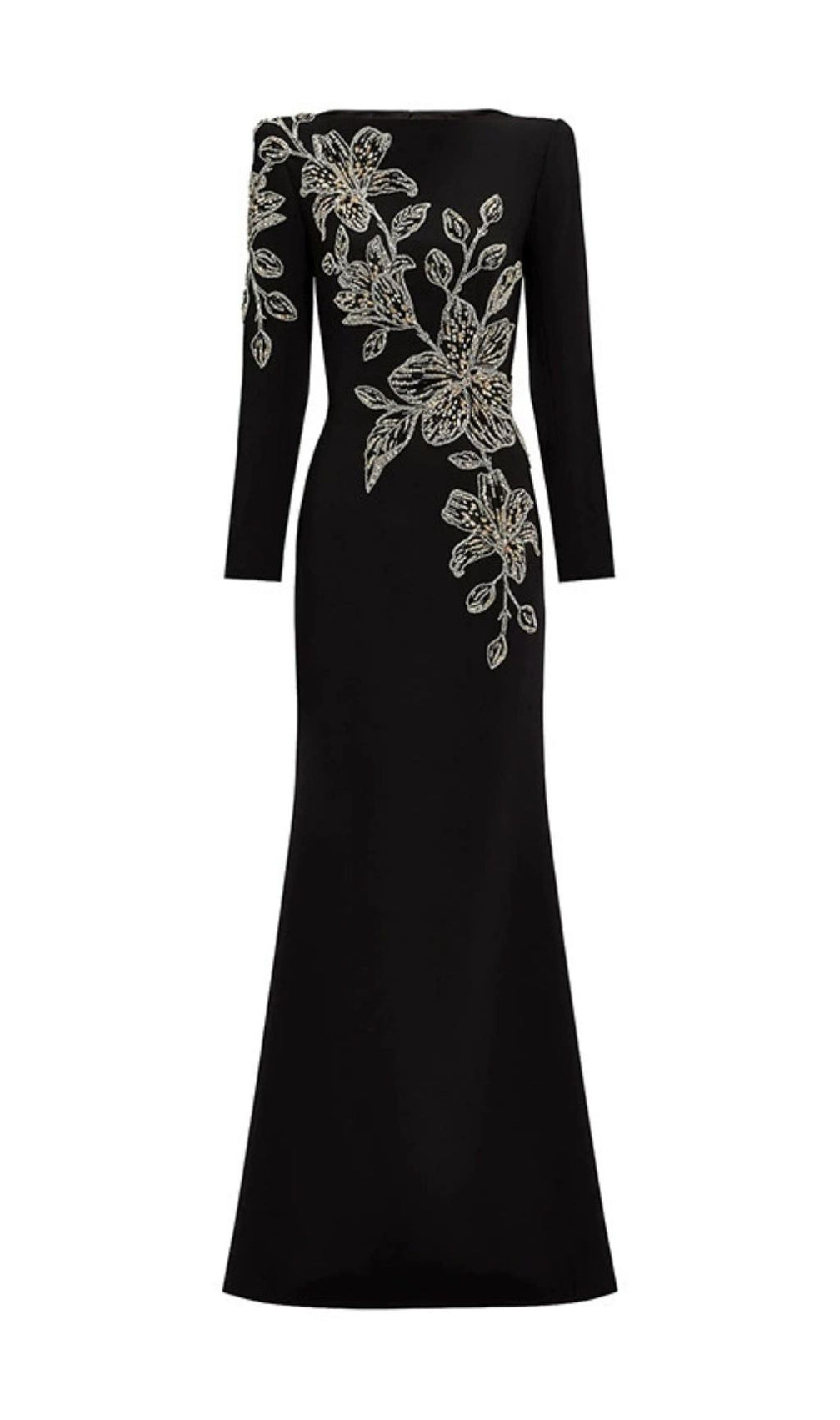 Jessica Luxury Floral Embellished Black Gown | Elegant Women's Formal Evening Dress