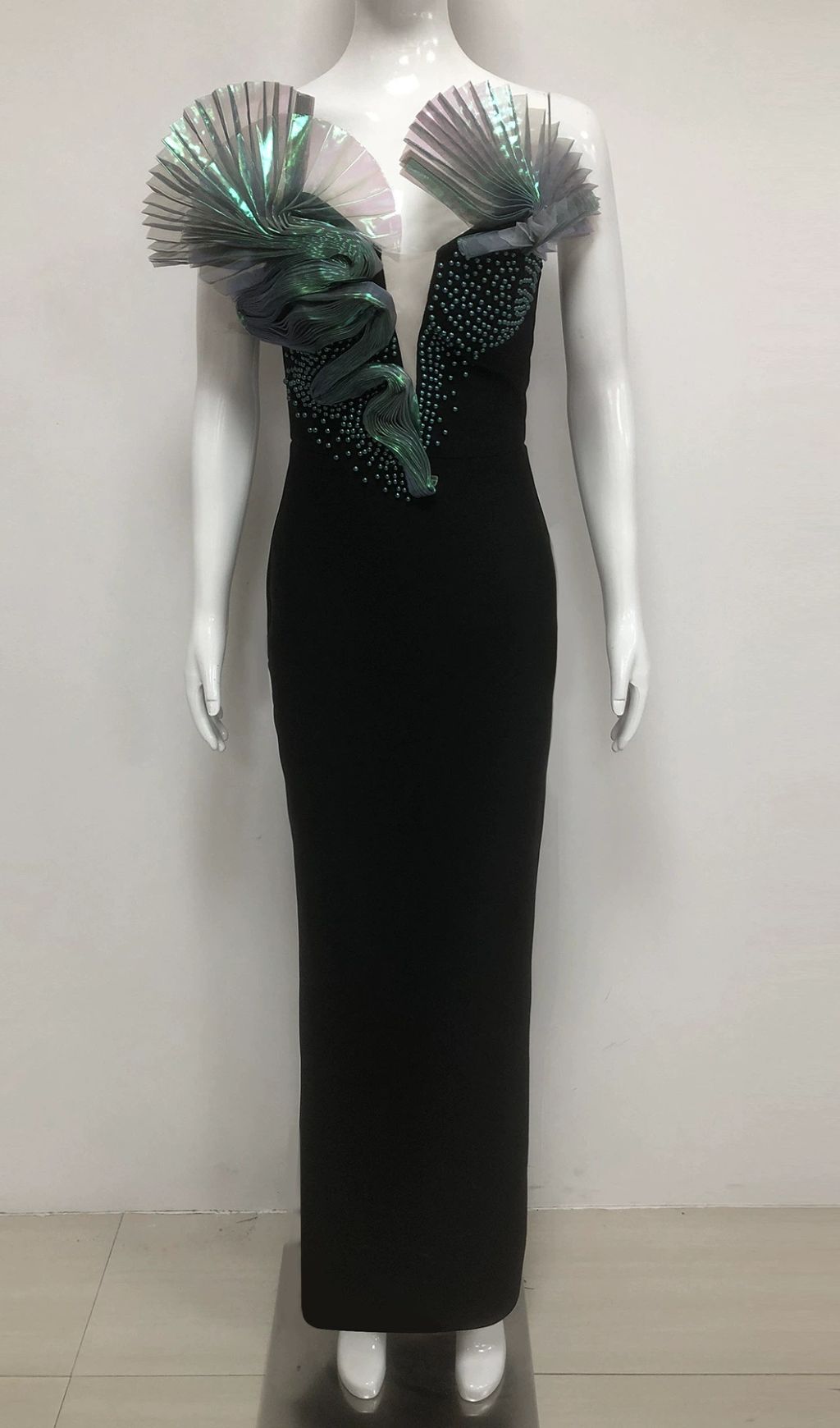 Florida Strapless Beaded Bandage Maxi Dress