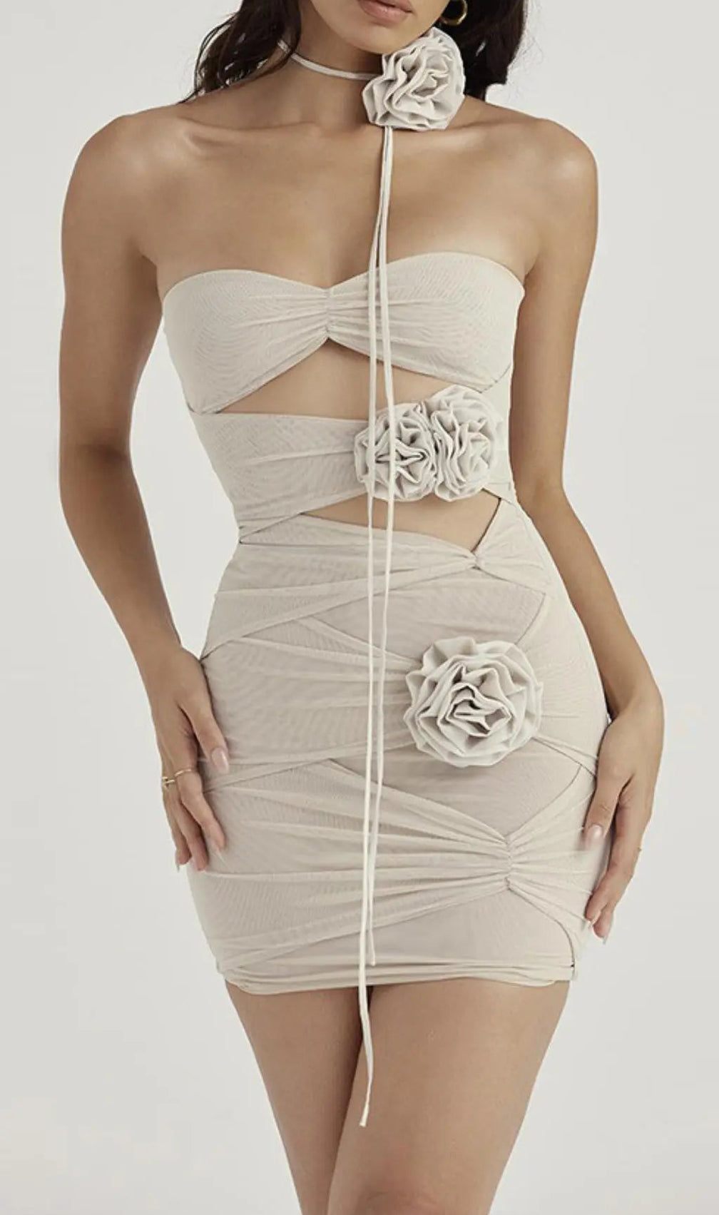 Fog Floral Embellished Mini Dress