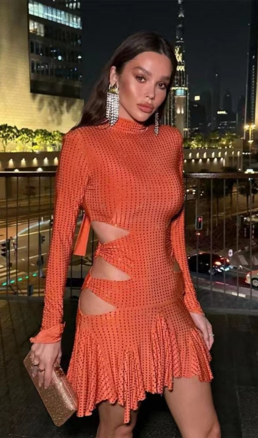 Bethesda Orange Cutout Diamond Mini Dress