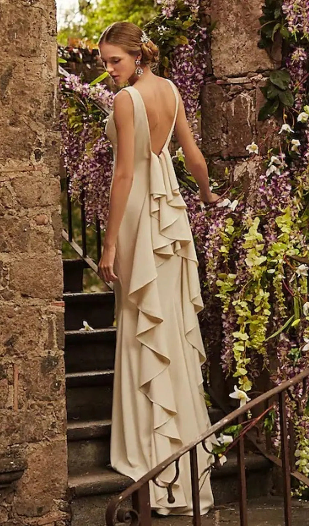 Laminated Ruffle Sleeveless Dress In White