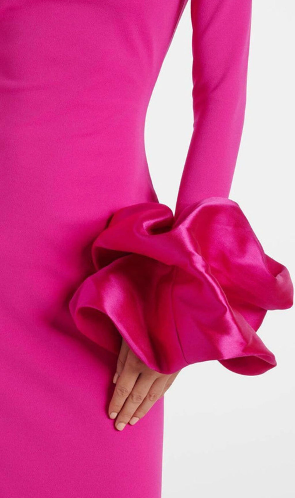 Ira Fuchsia Pink Statement Maxi Gown | Sculptural Sleeves
