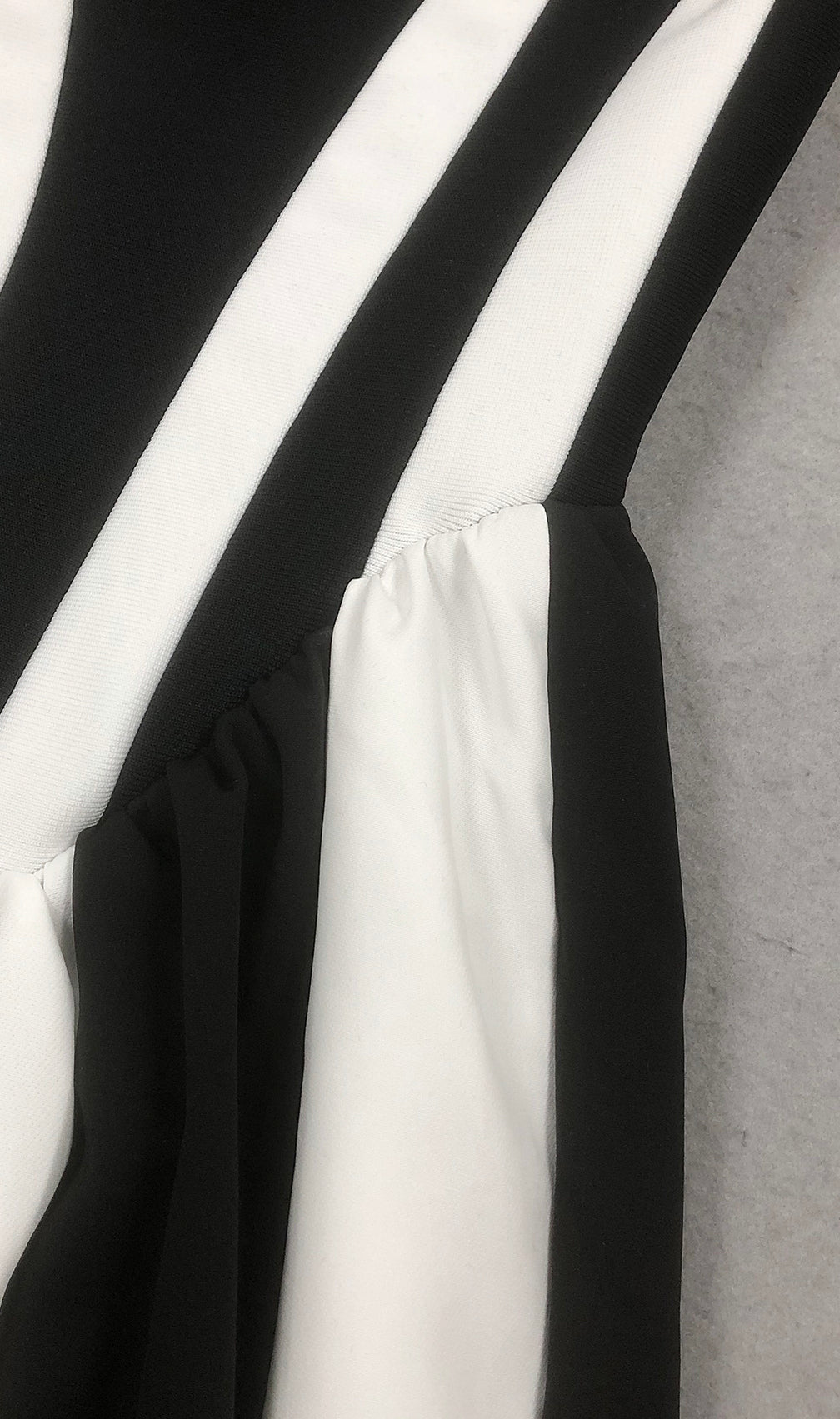 Hoku Flower Stripe Maxi Gown | Black & White Statement Evening Dress