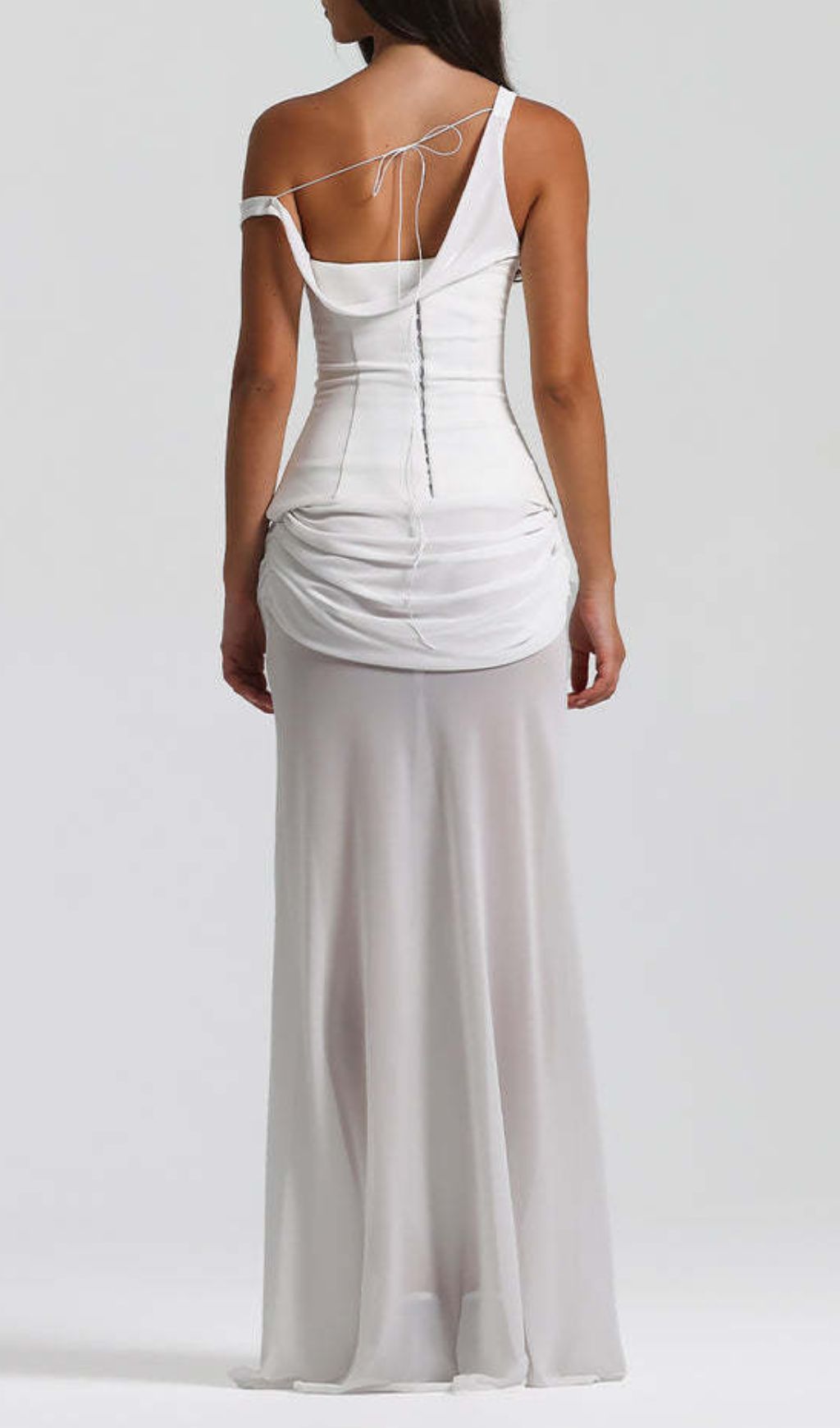 Istas White Corset Maxi Dress | Elegant One-Shoulder Bridal & Gala Gown