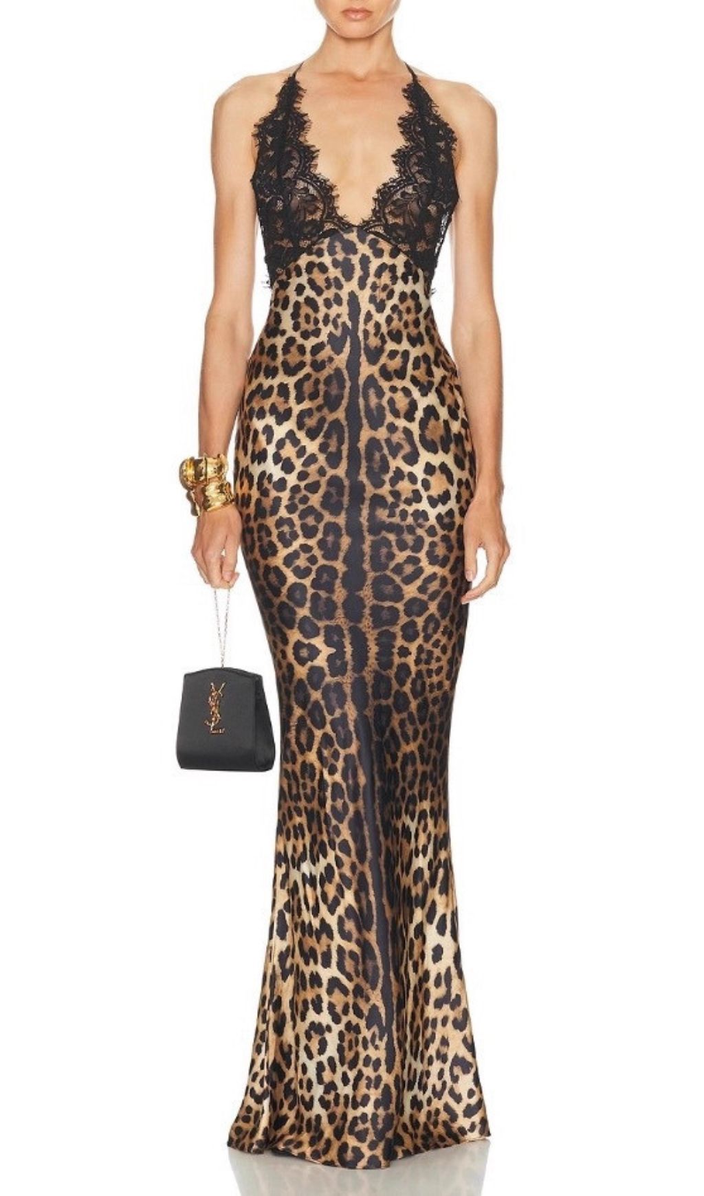Joelle Halter Lace Leopard Maxi Dress | Glamorous Evening Gown for Women