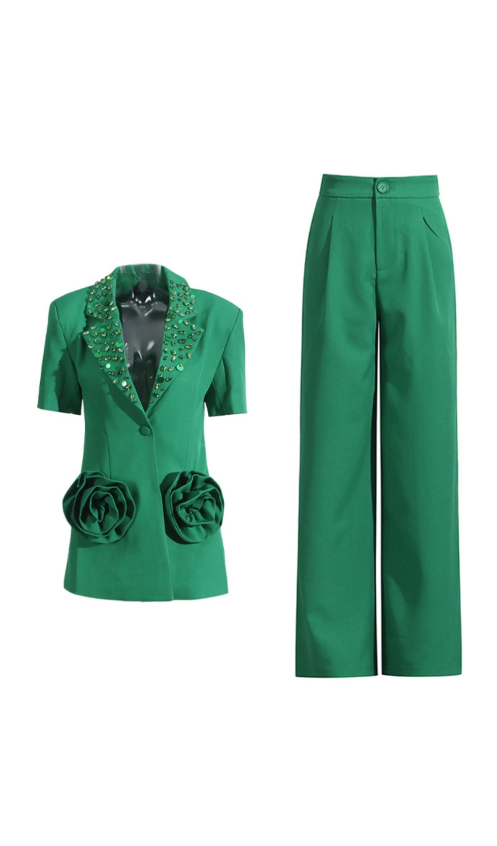 Enola Flower Diamond Blazer & Pants Set