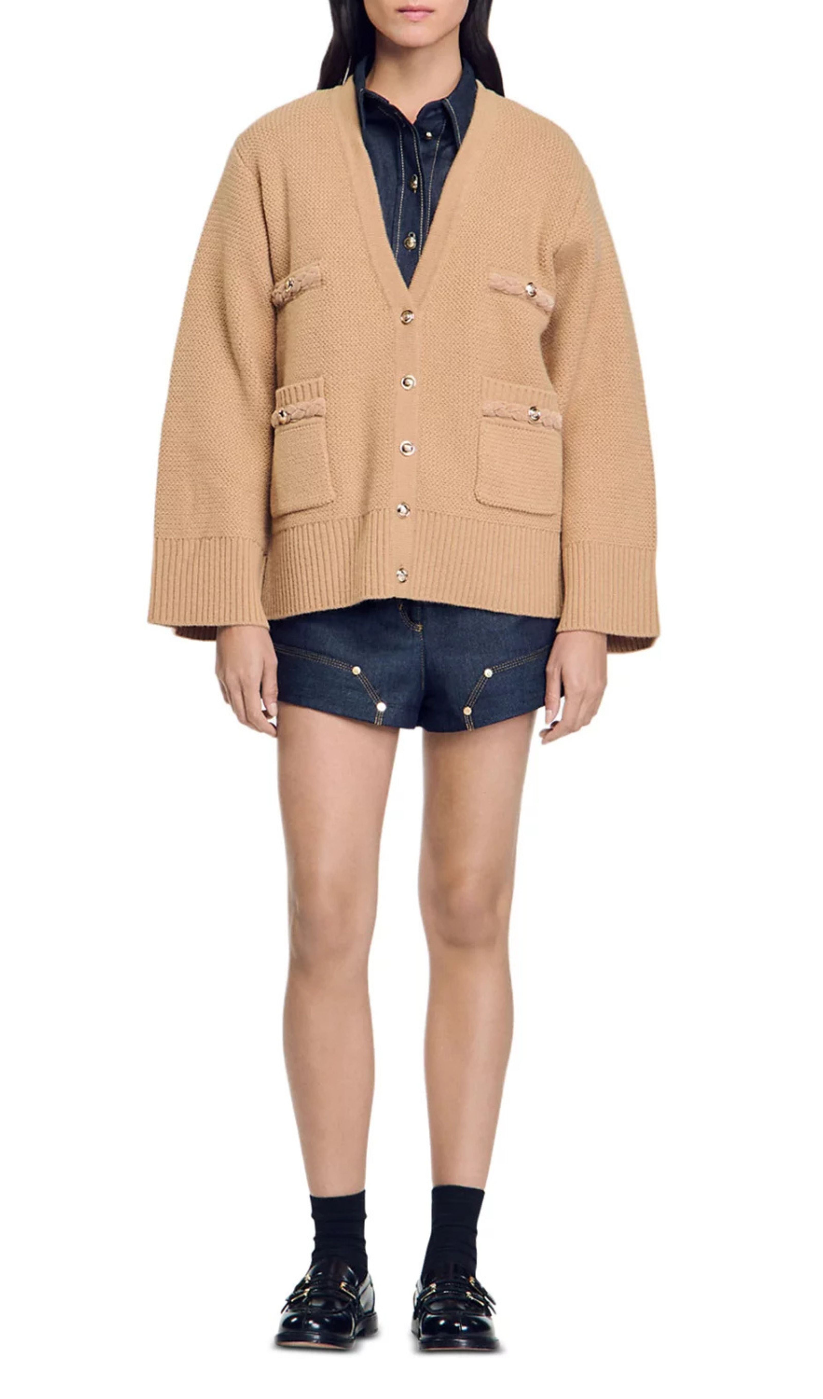 Martie Camel Flared Sleeve Cardigan