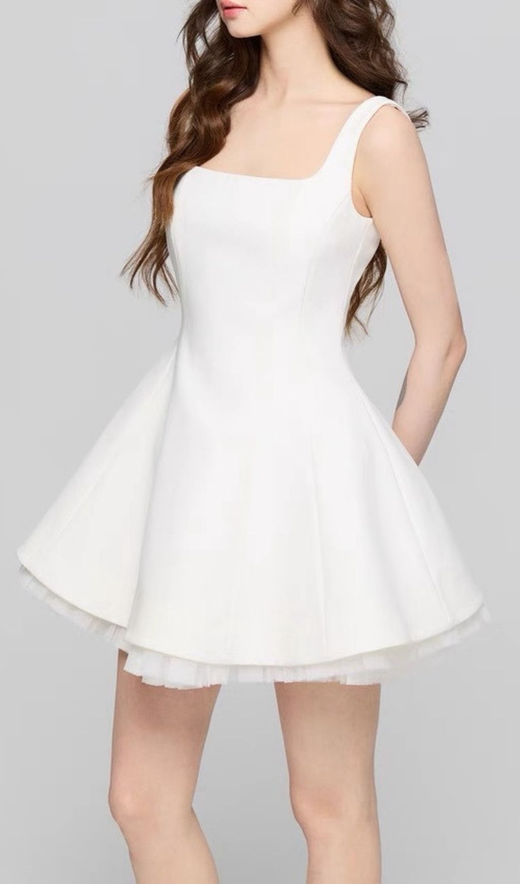 Karlie White Square Neck A-Line Mini Dress - Chic Party & Cocktail