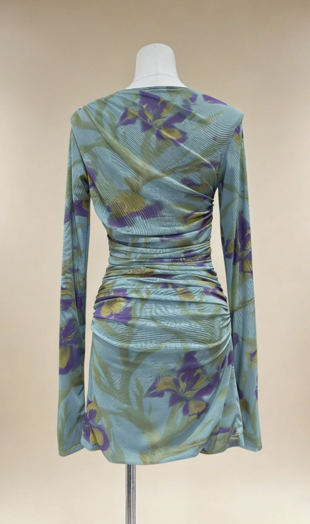Keshia Floral Print Ruched Long Sleeve Mini Dress | Chic & Figure-Flattering