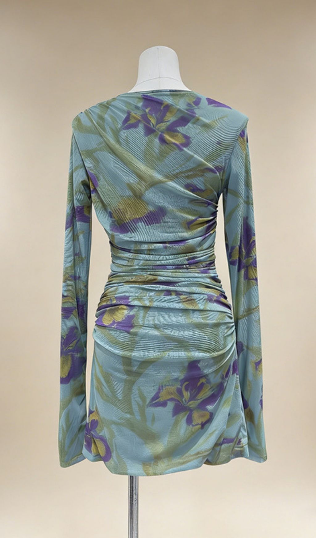 Keshia Floral Print Ruched Long Sleeve Mini Dress | Chic & Figure-Flattering