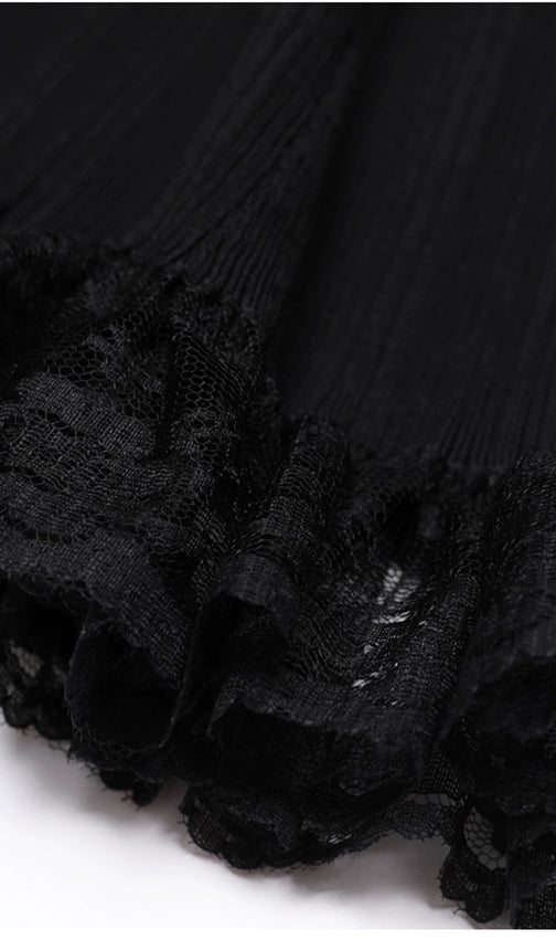 Kinzy Black Sleeveless Lace Midi Dress