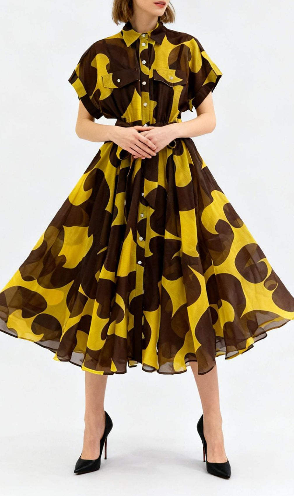 Jeroen Abstract Print Midi Shirt Dress - Effortless Chic & Versatile Style