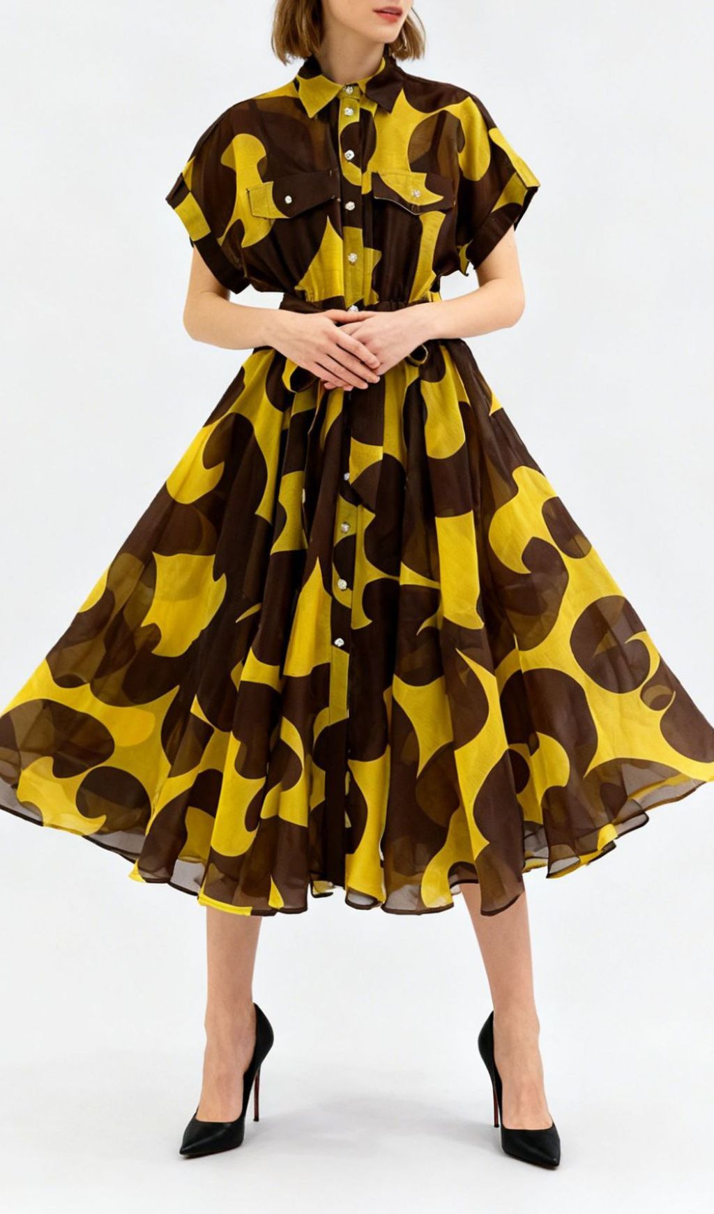 Jeroen Abstract Print Midi Shirt Dress - Effortless Chic & Versatile Style