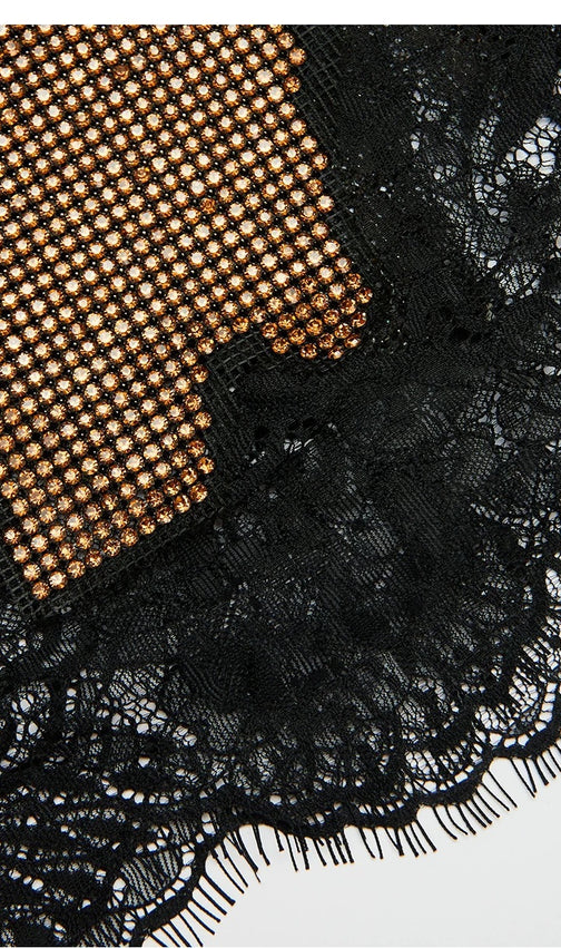 Janeth Diamond Lace Mini Skirt - Dazzling Sparkle & Chic for Nights Out