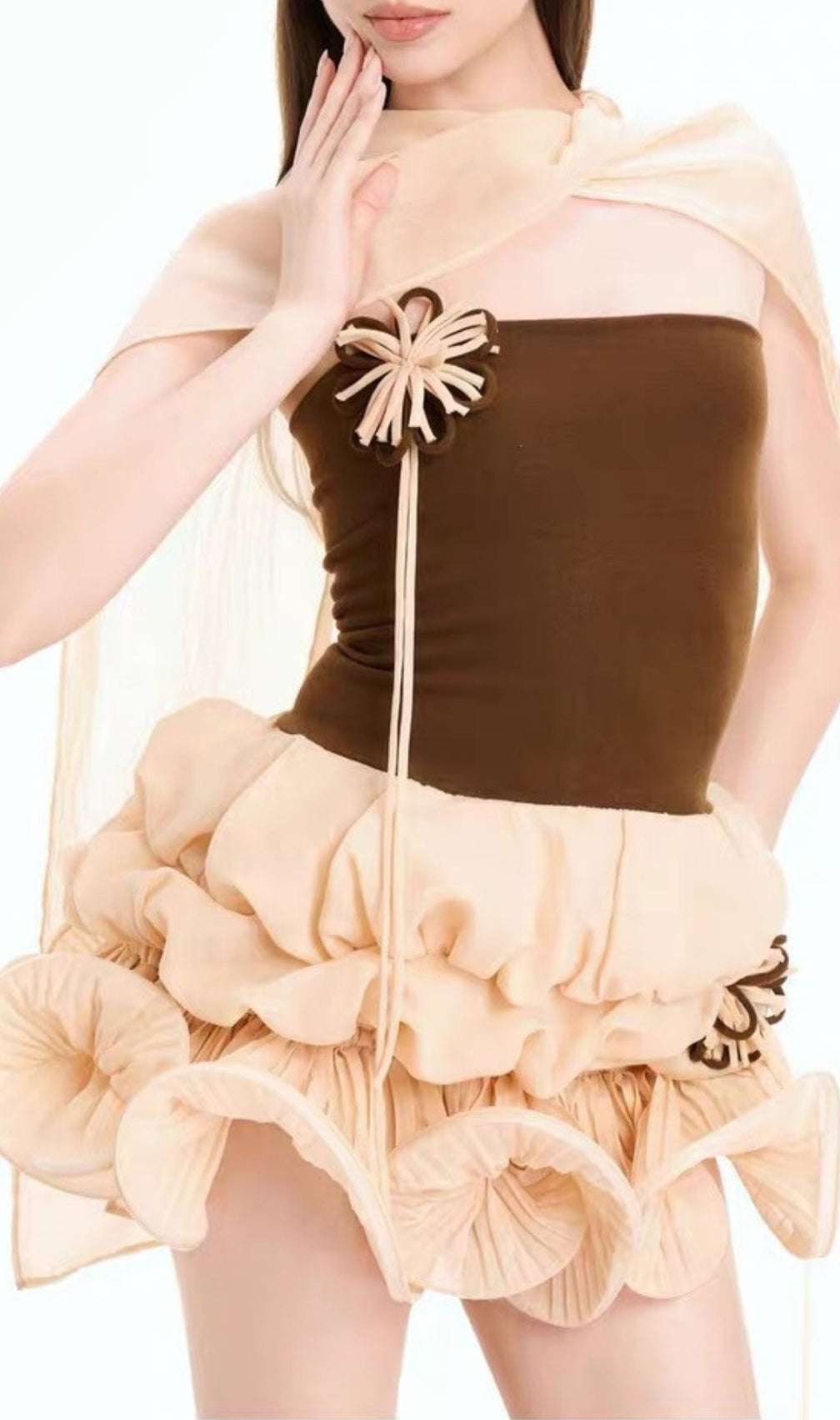 Tyvalric Strapless Flower Mini Dress