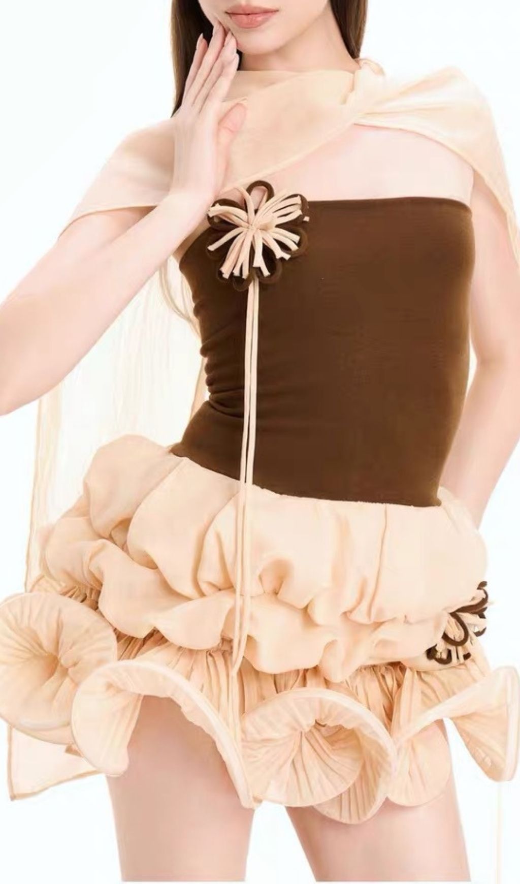 Tyvalric Strapless Flower Mini Dress