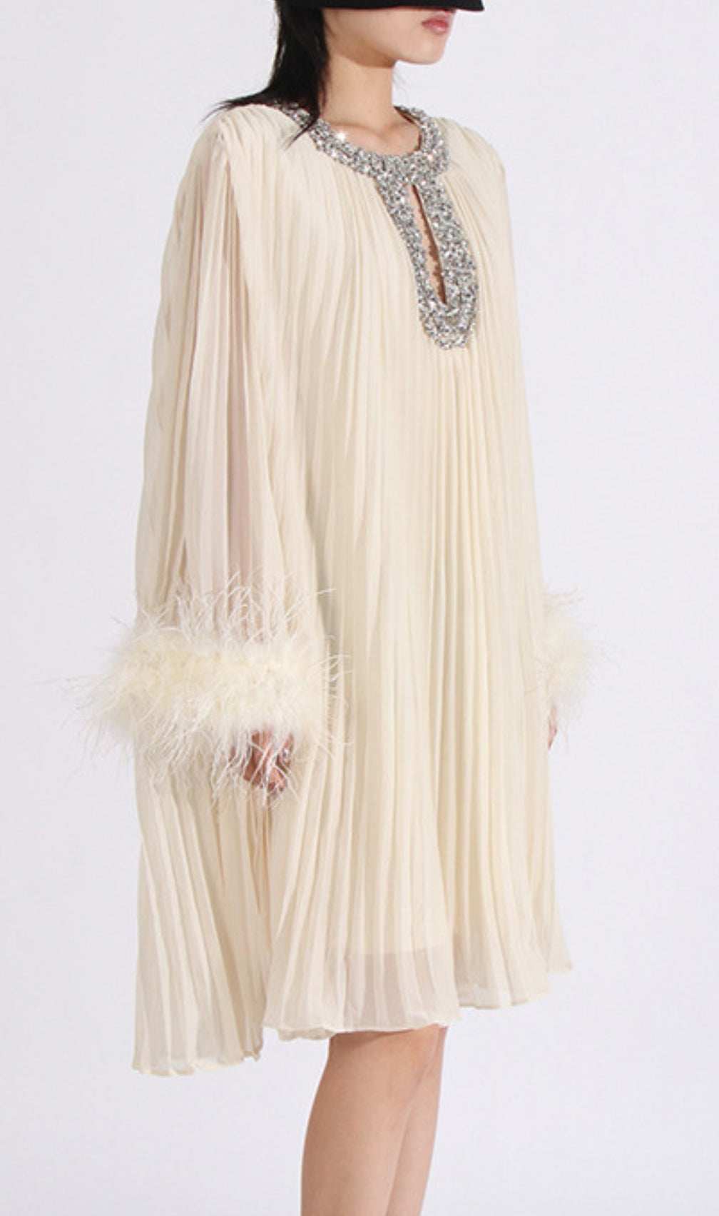 Carlson Diamond Fold Feather Mini Dress