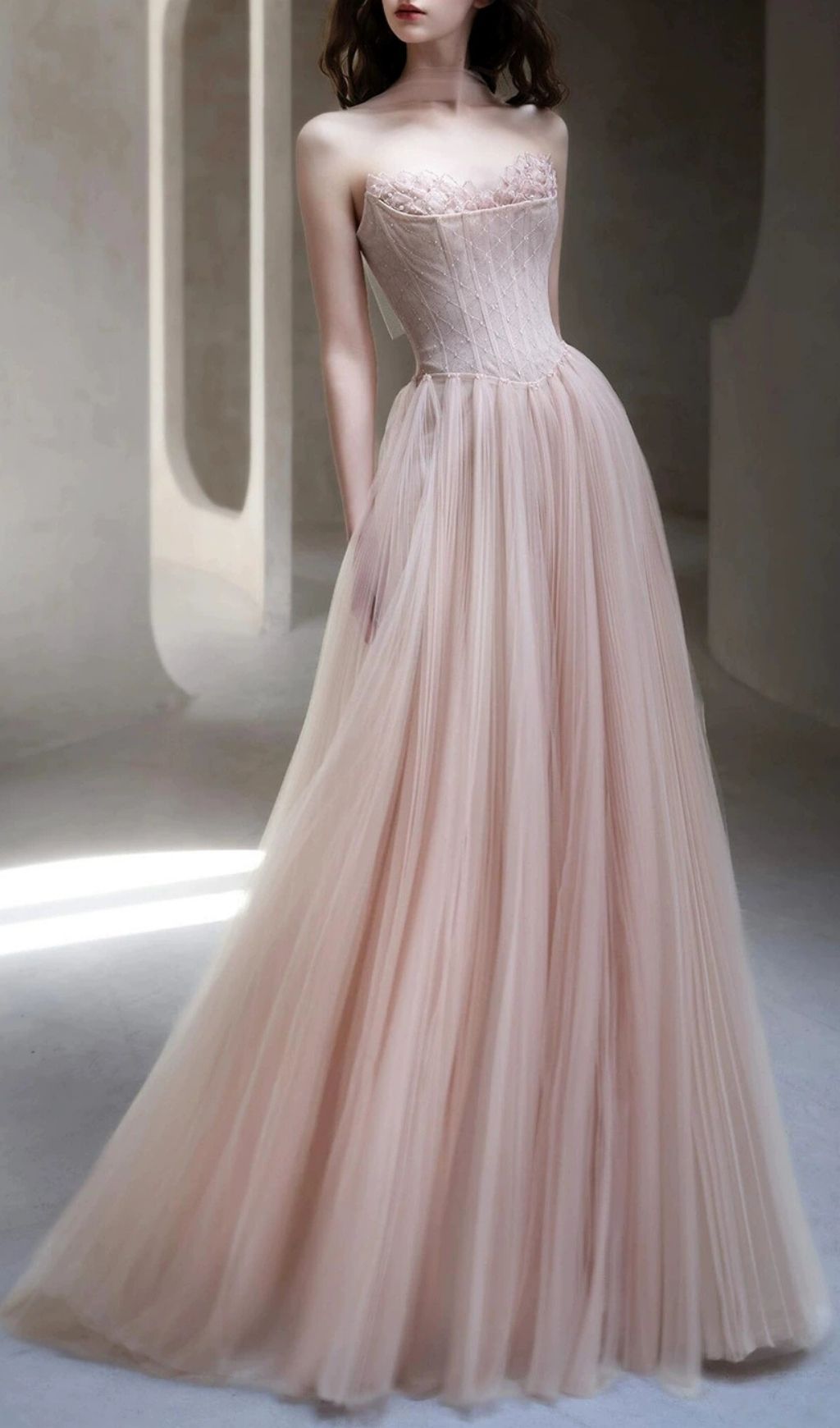 Lakeisha Pink Strapless Corset Maxi Dress