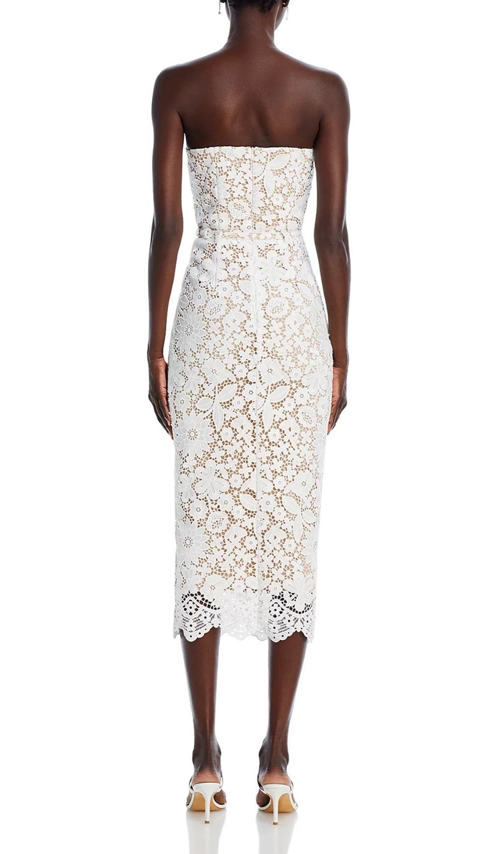 Charlotte Strapless Embroidery Midi Dress