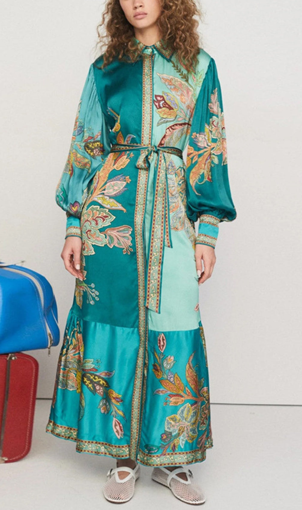 Canyon Flower Printed Long Sleeve Maxi Dress
