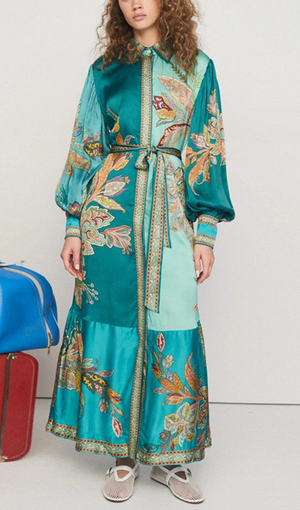 Canyon Flower Printed Long Sleeve Maxi Dress