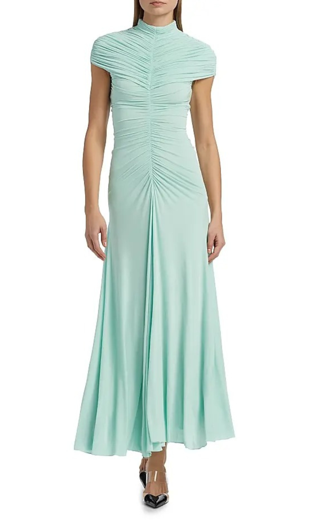 Heinz Green Ruched Maxi Dress