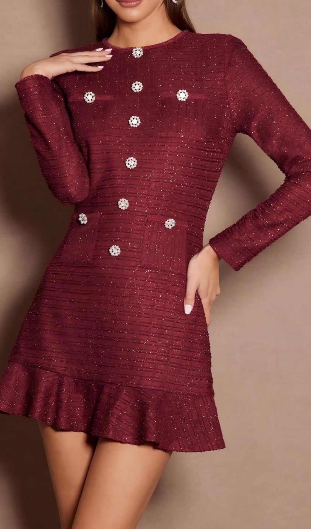 Lani Red Long Sleeve Mini Dress