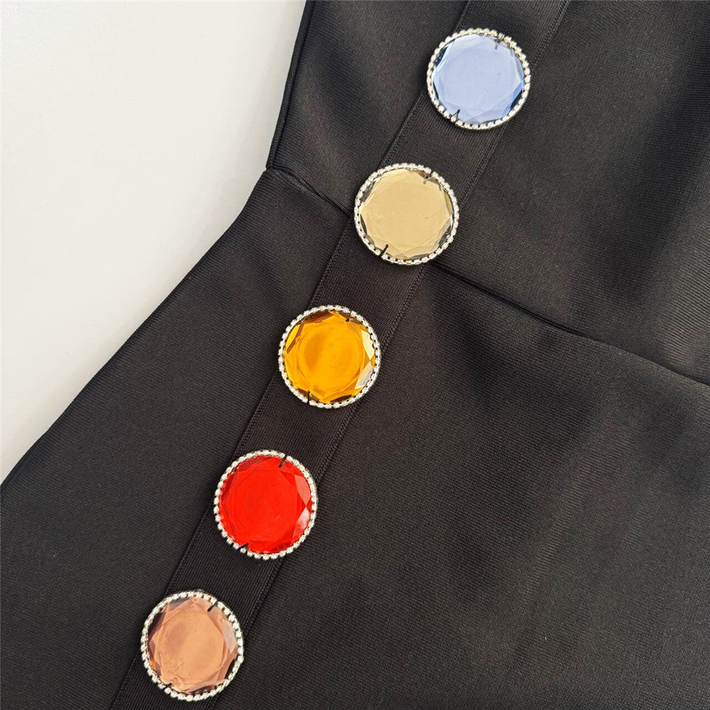 Gill Black Halter Embellished Maxi Dress