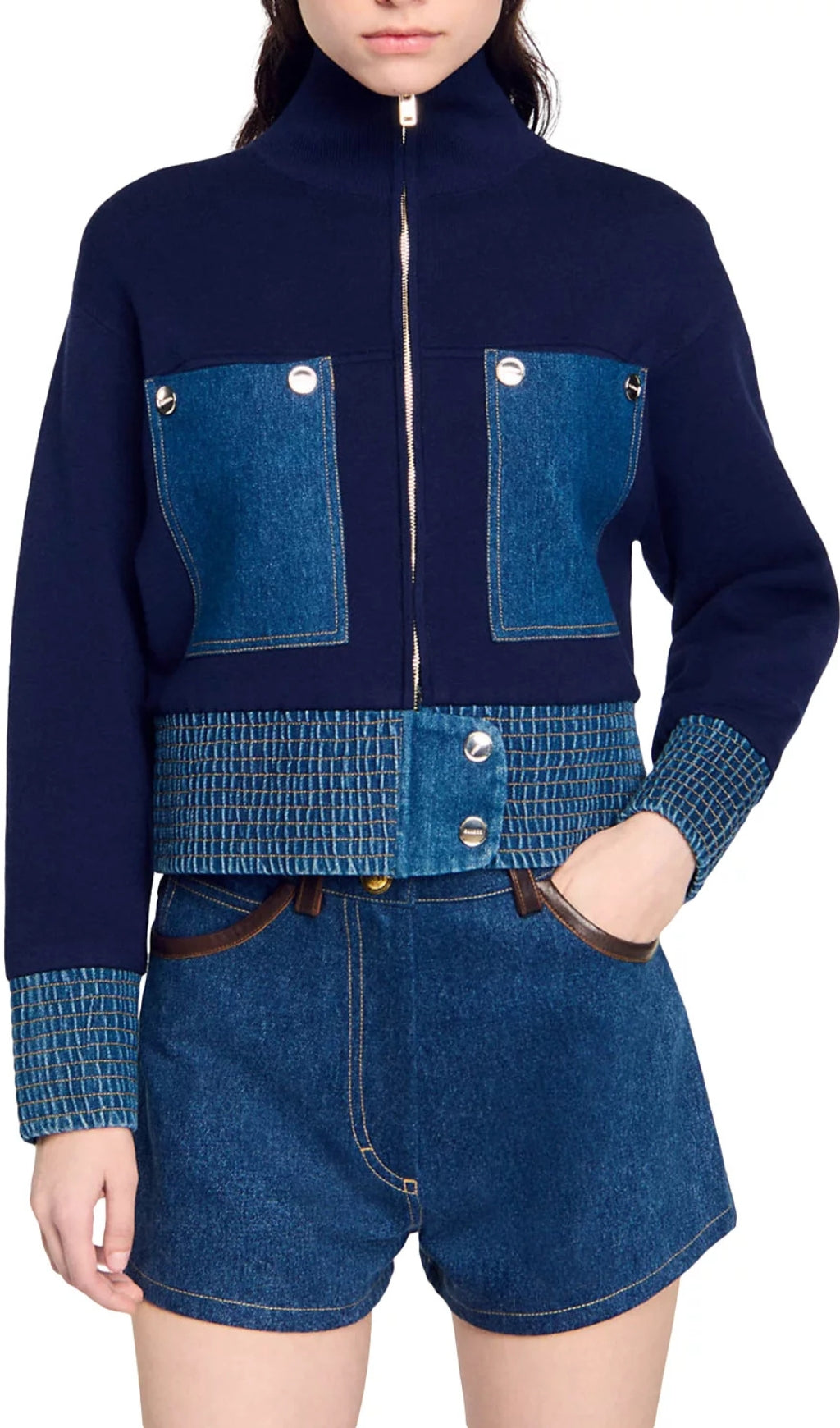 Vancouver Denim Trim Knit Jacket