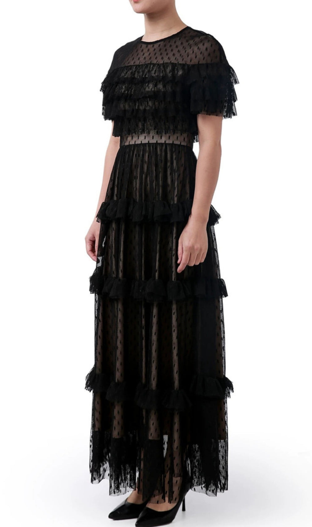 Dyan Black Mesh Maxi Dress