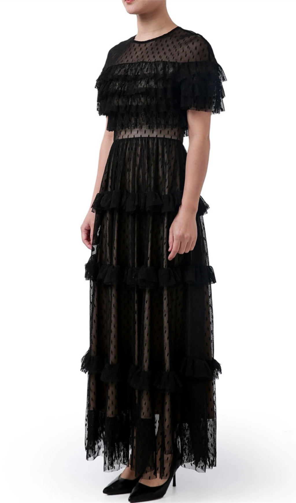 Dyan Black Mesh Maxi Dress