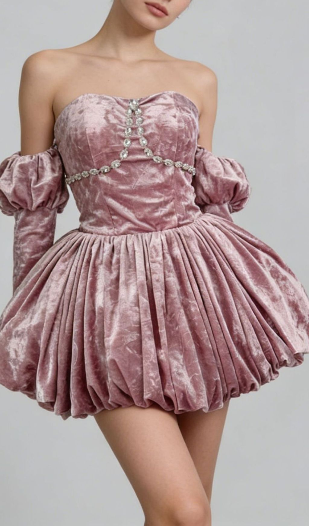 Keshia Pink Long Sleeve Velvet Mini Dress