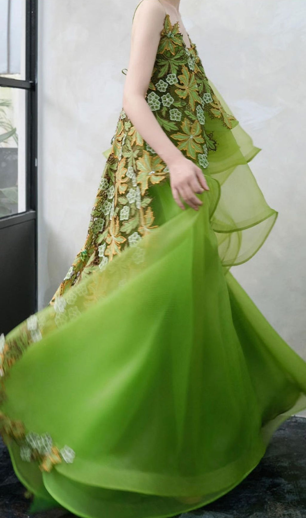 Kenda Enchanted Forest Embellished Green Maxi Gown