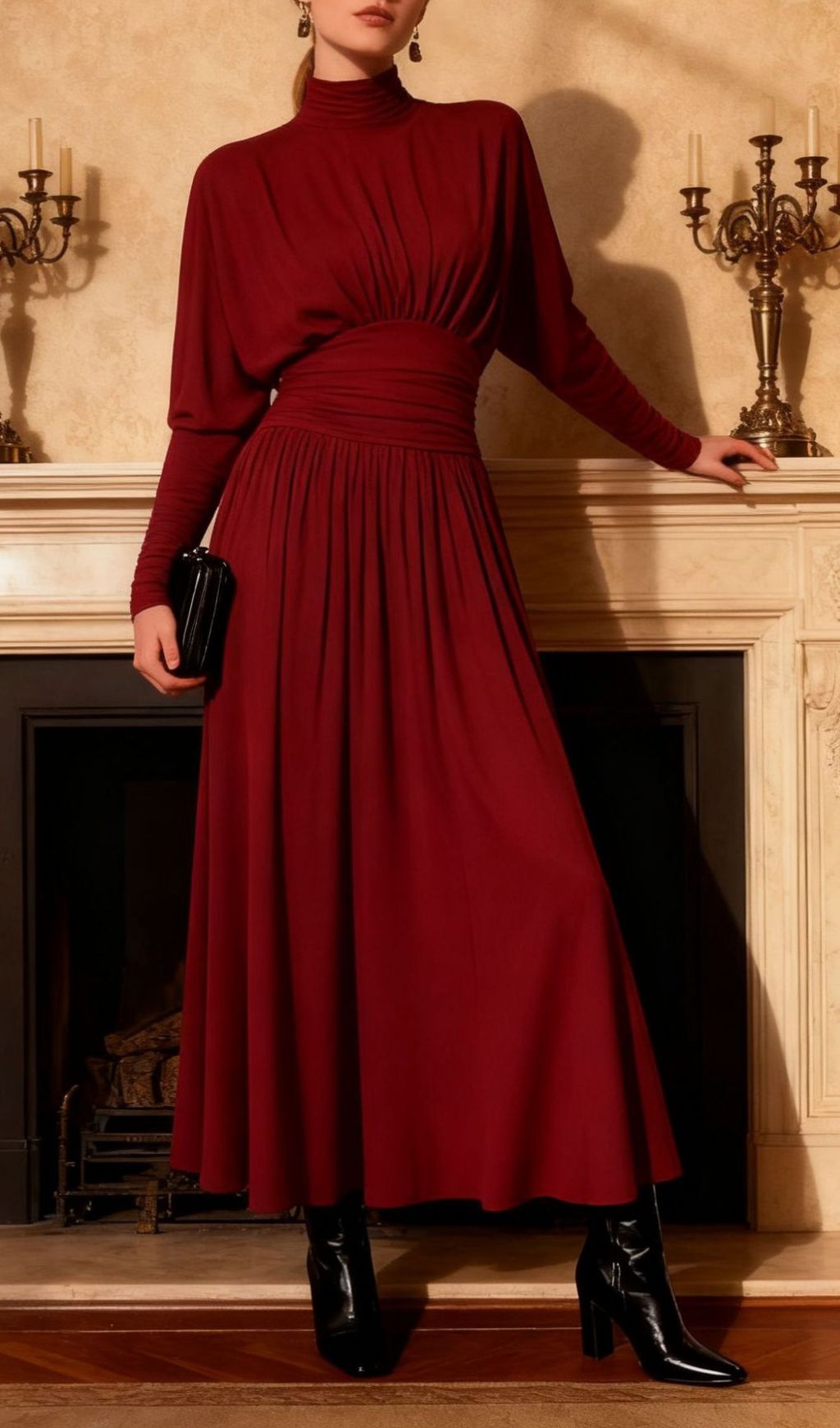 Isano Luxe Ruched Long Sleeve Maxi Dress - Elegant & Figure-Flattering Gown