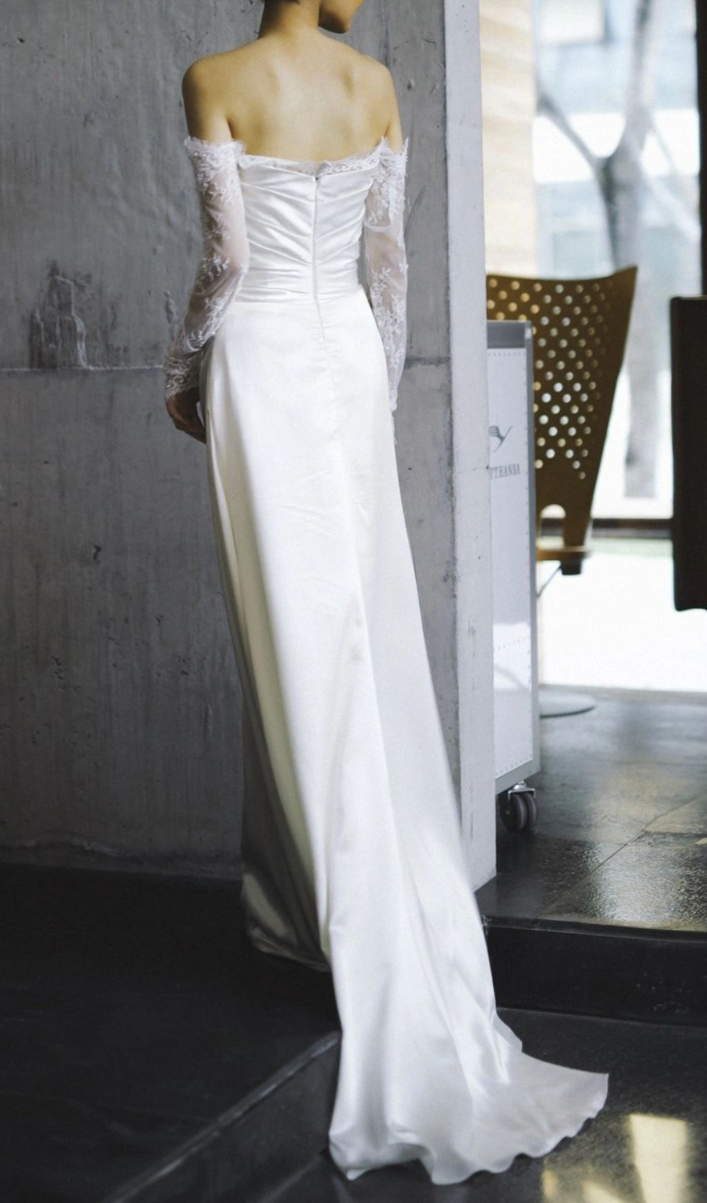 Colleen White Off Shoulder Lace Wedding Dress