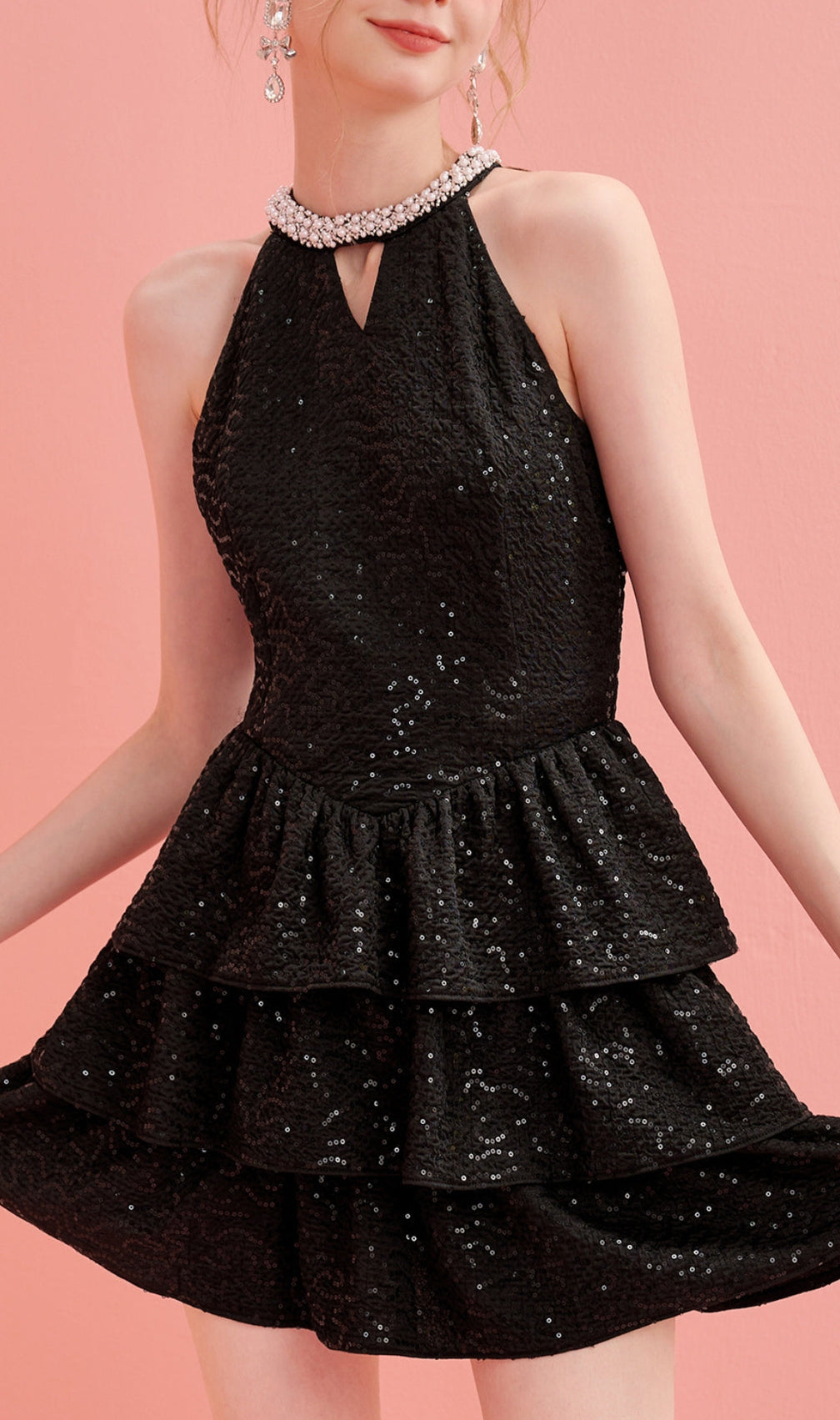 Asteria Sequin Ruffle Mini Dress