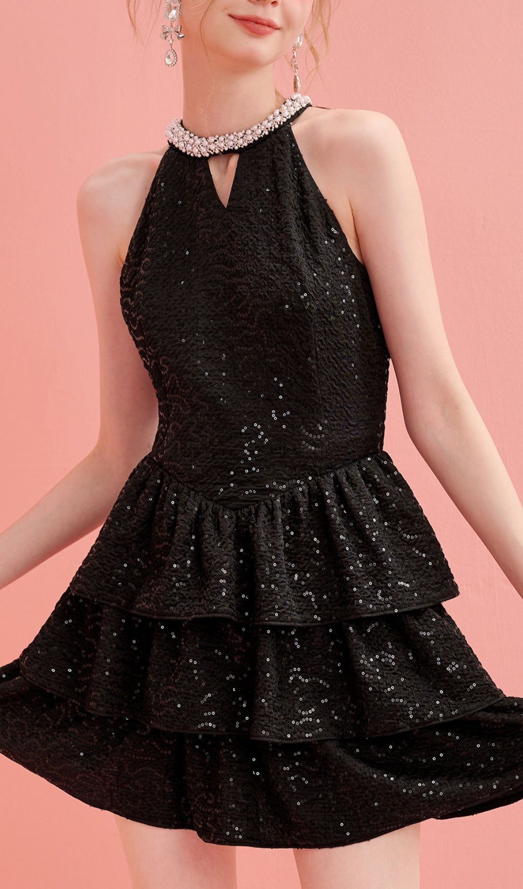 Asteria Sequin Ruffle Mini Dress
