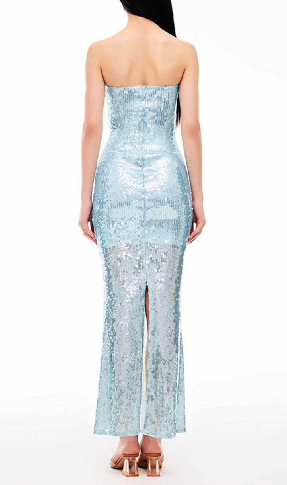 Eugenie Blue Strapless Sequin Maxi Dress