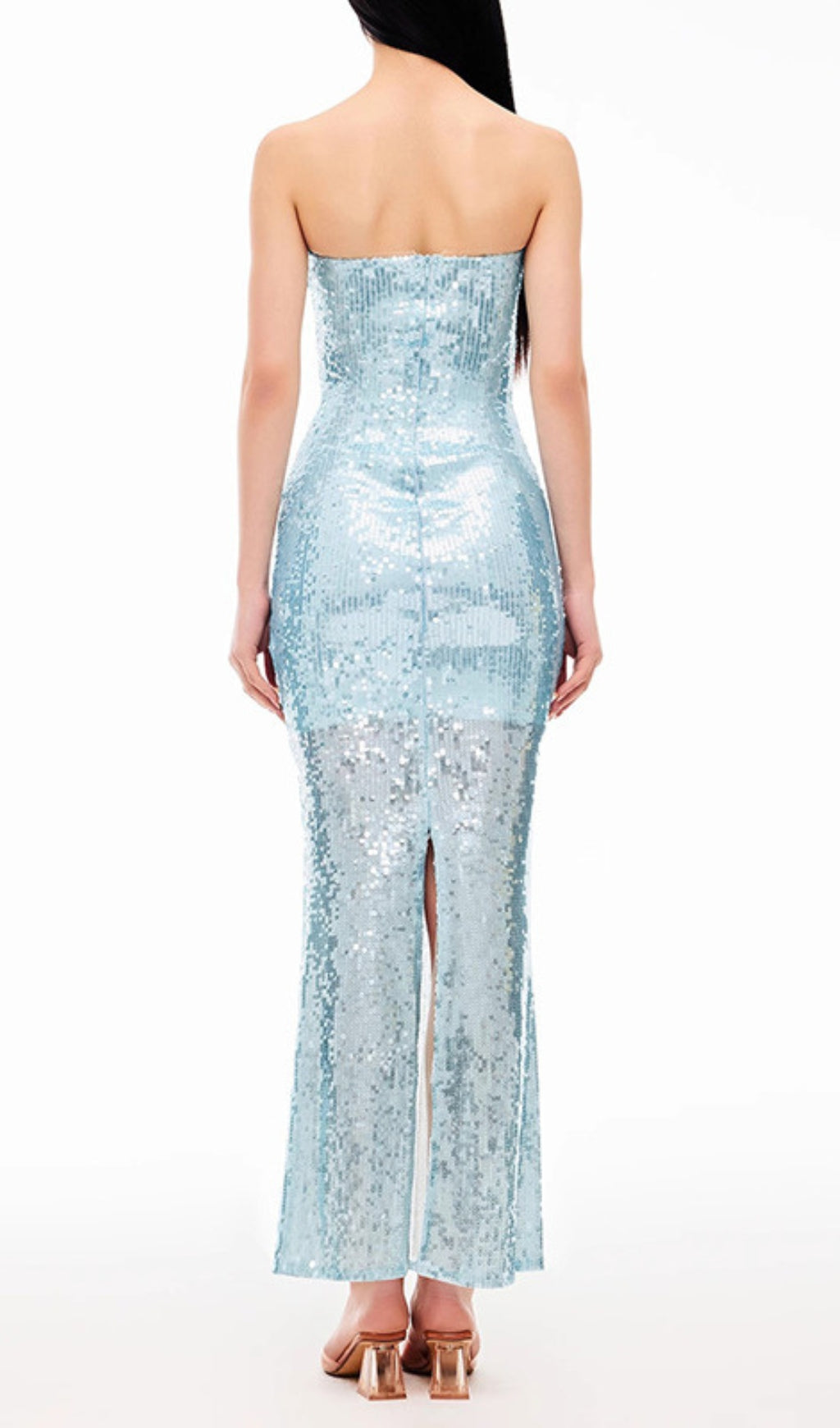 Eugenie Blue Strapless Sequin Maxi Dress
