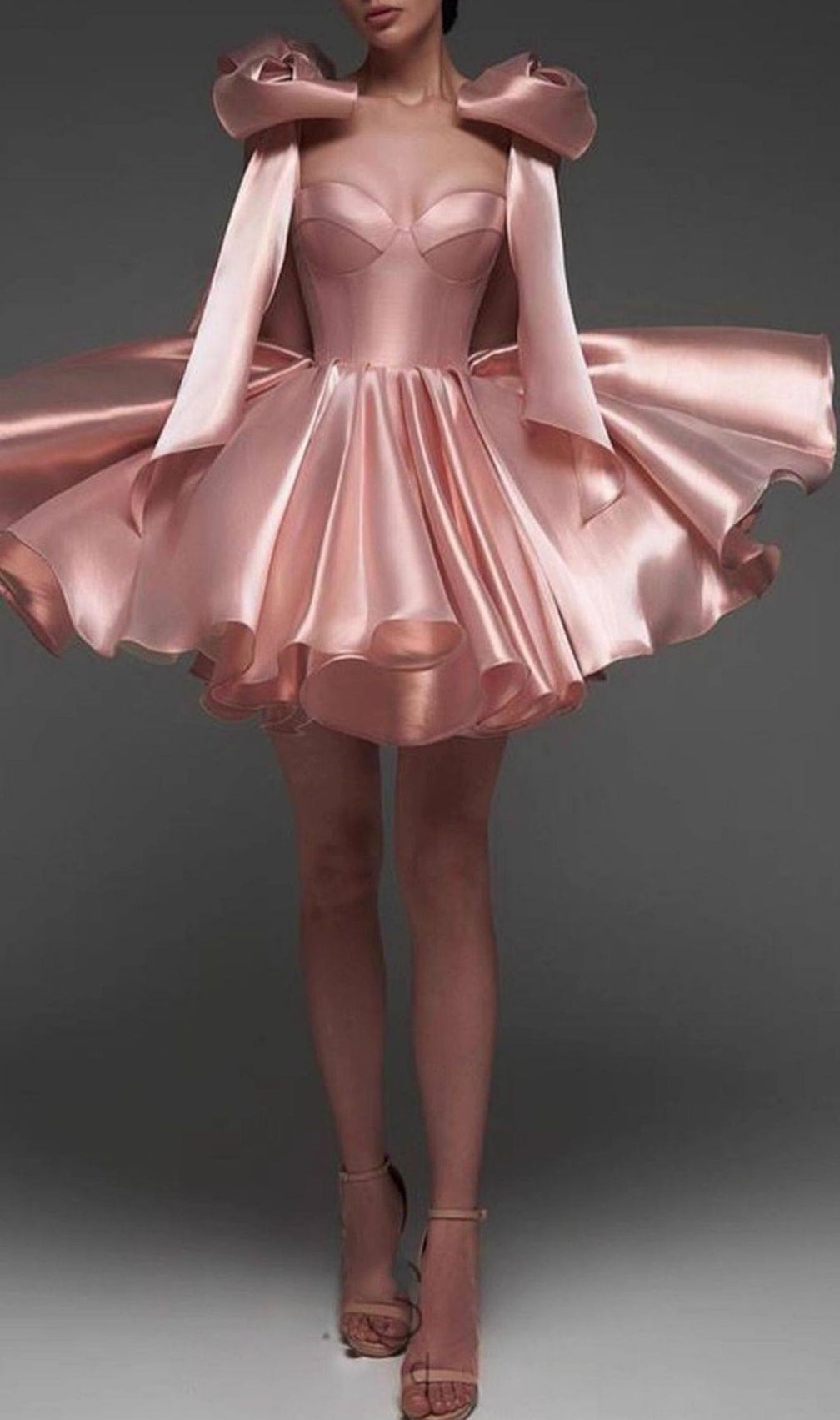 Jazzlyn Blush Pink Satin Bow Mini Dress | Glamorous Party & Cocktail