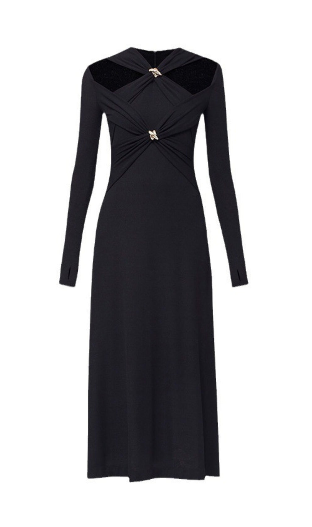 Braydon Cutout Knit Long Sleeve Midi Dress