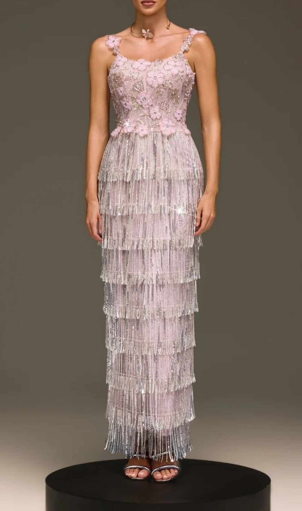 Heldris Glamour Fringe Sequin Floral Maxi Gown | Elegant Evening Dress for Women