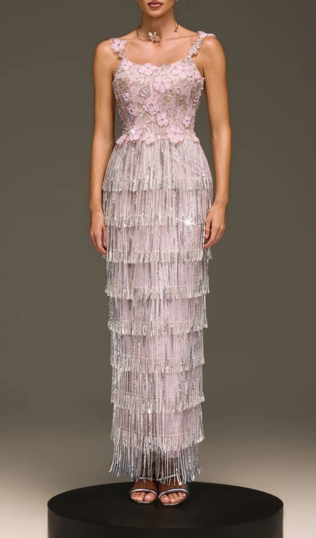 Heldris Glamour Fringe Sequin Floral Maxi Gown | Elegant Evening Dress for Women