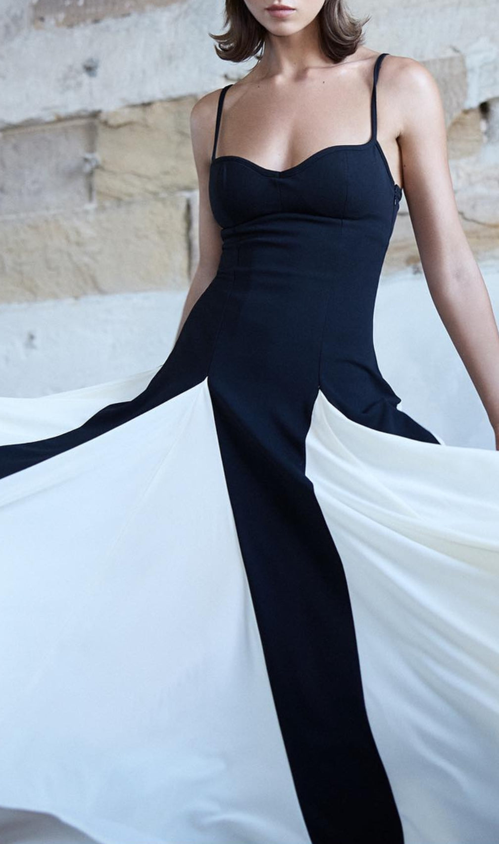 Brynna Black White Patchwork Maxi Dress