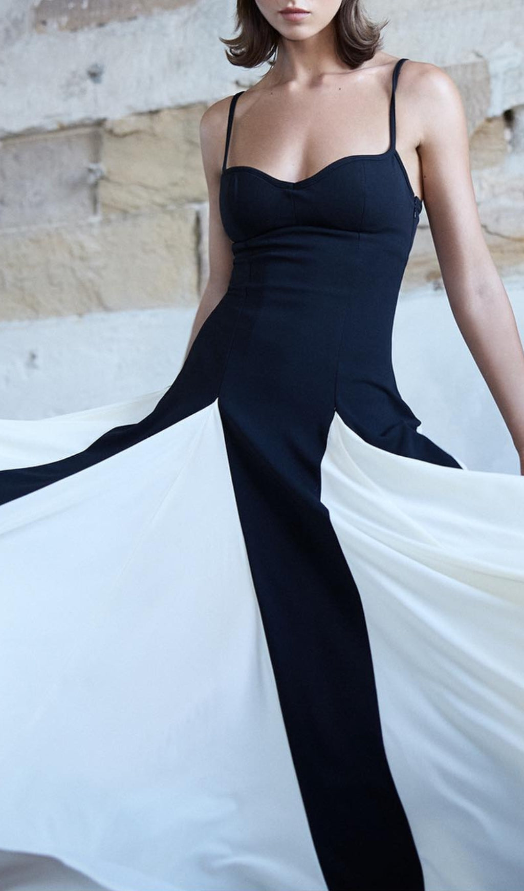 Brynna Black White Patchwork Maxi Dress