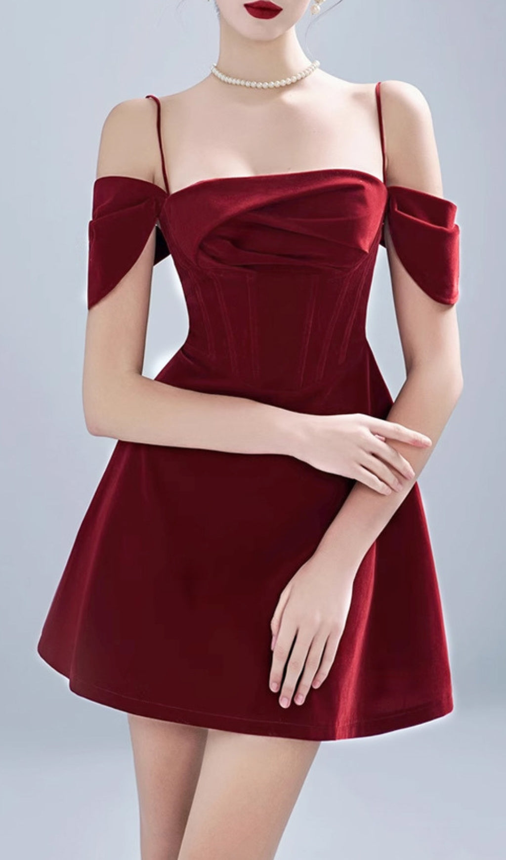 Canice Red Ruched Corset Mini Dress