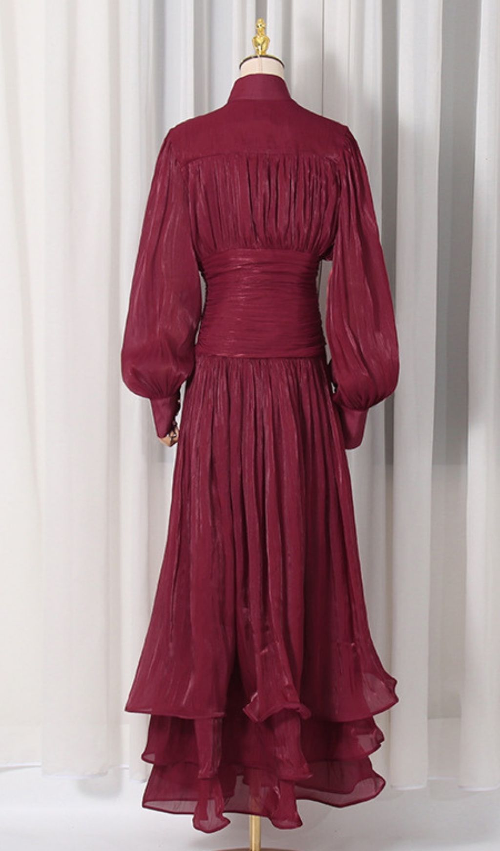 Klarika Wine Long Sleeve Maxi Dress