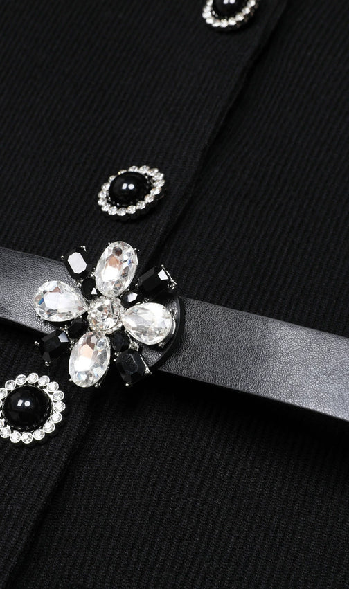 The June Knit Midi Dress: Elegant Ribbed Style with Embellished Belt